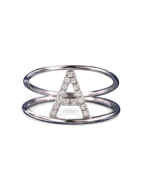 Anello iniziale A oro e diamanti Art. AN-A