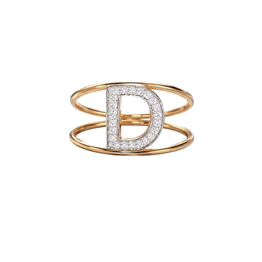 Initial rose gold ring art.AN-D R
