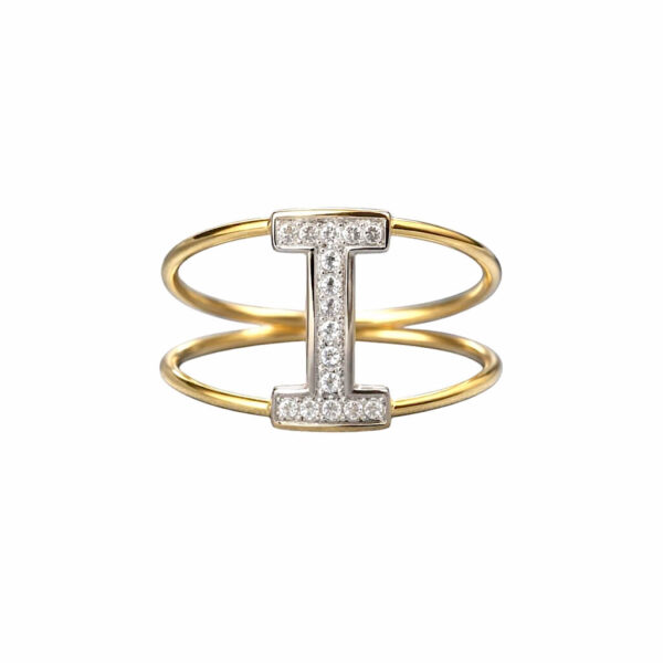 Anello iniziale I in oro e diamanti art. AN-I G