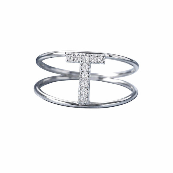 Anello iniziale T in oro e diamanti art. AN-T B