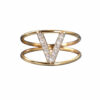Anello iniziale V  in oro e diamanti  art. AN-V G