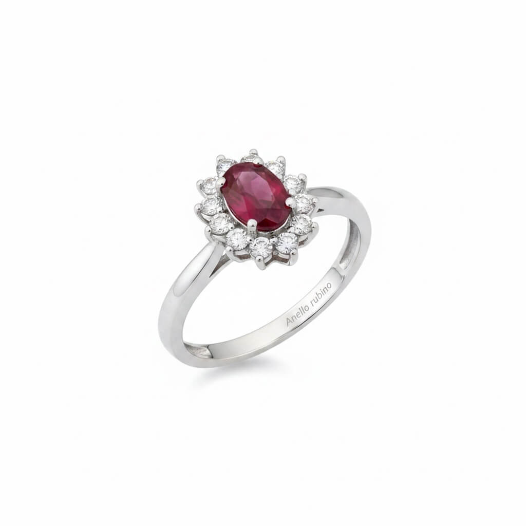 Gold ruby ring 750% diamonds Art. AN1284