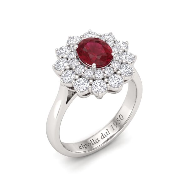 Ruby ring diamonds and gold BON TON Art. AN1112