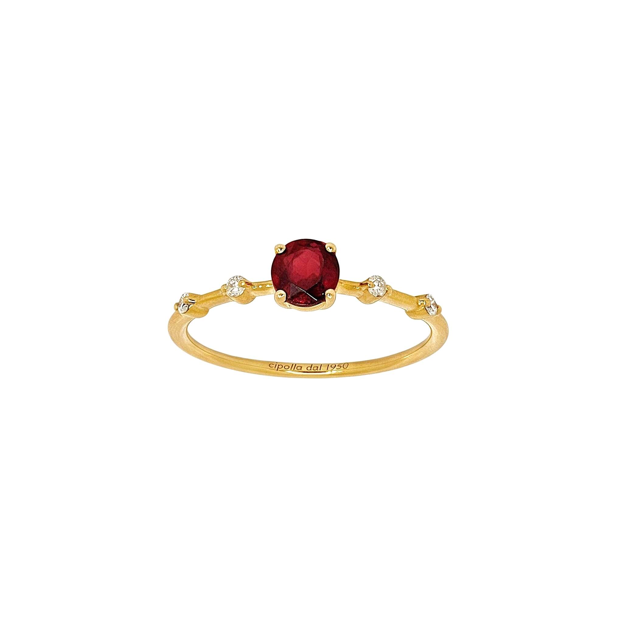 Ruby and diamonds yellow gold ring GEMME art.AN2446-2