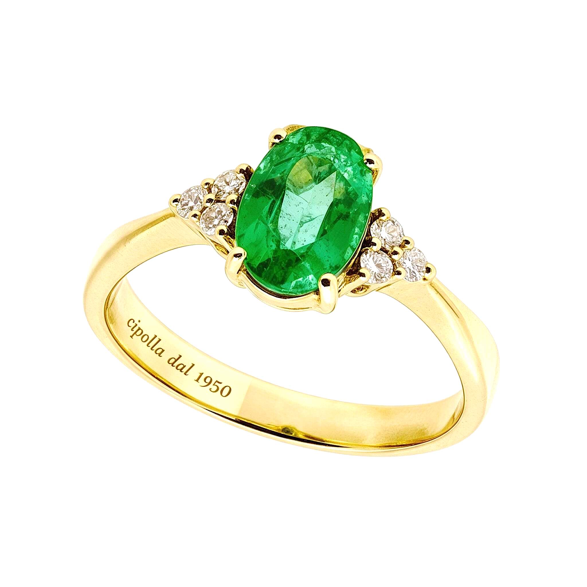 Anello smeraldo diamanti oro giallo 750% GEMME Art.AN2689-2