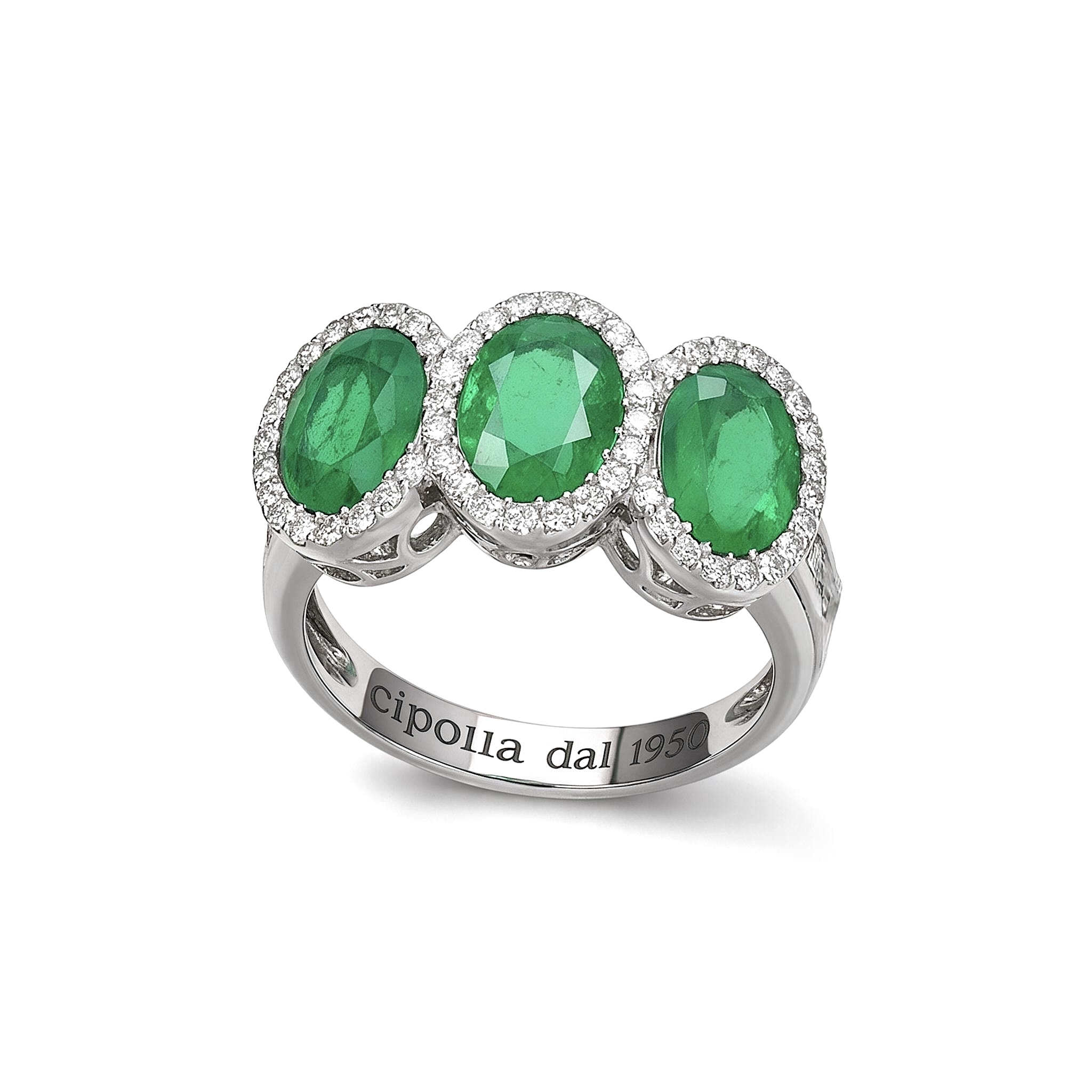 Anello trilogy smeraldo oro e diamanti Belle Epoque Art. AN709