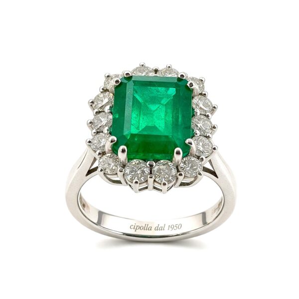 ANELLO SMERALDO ORO DIAMANTI CIPOLLA DAL 1950 GIOIELLIERI PALERMO 13 gioielleria palermo Anello Smeraldo oro e diamanti BON TON Art. AN1643
