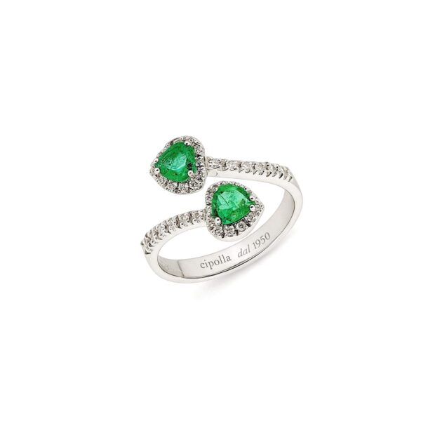 Anello  smeraldo e diamanti oro bianco 750% art. AN2417