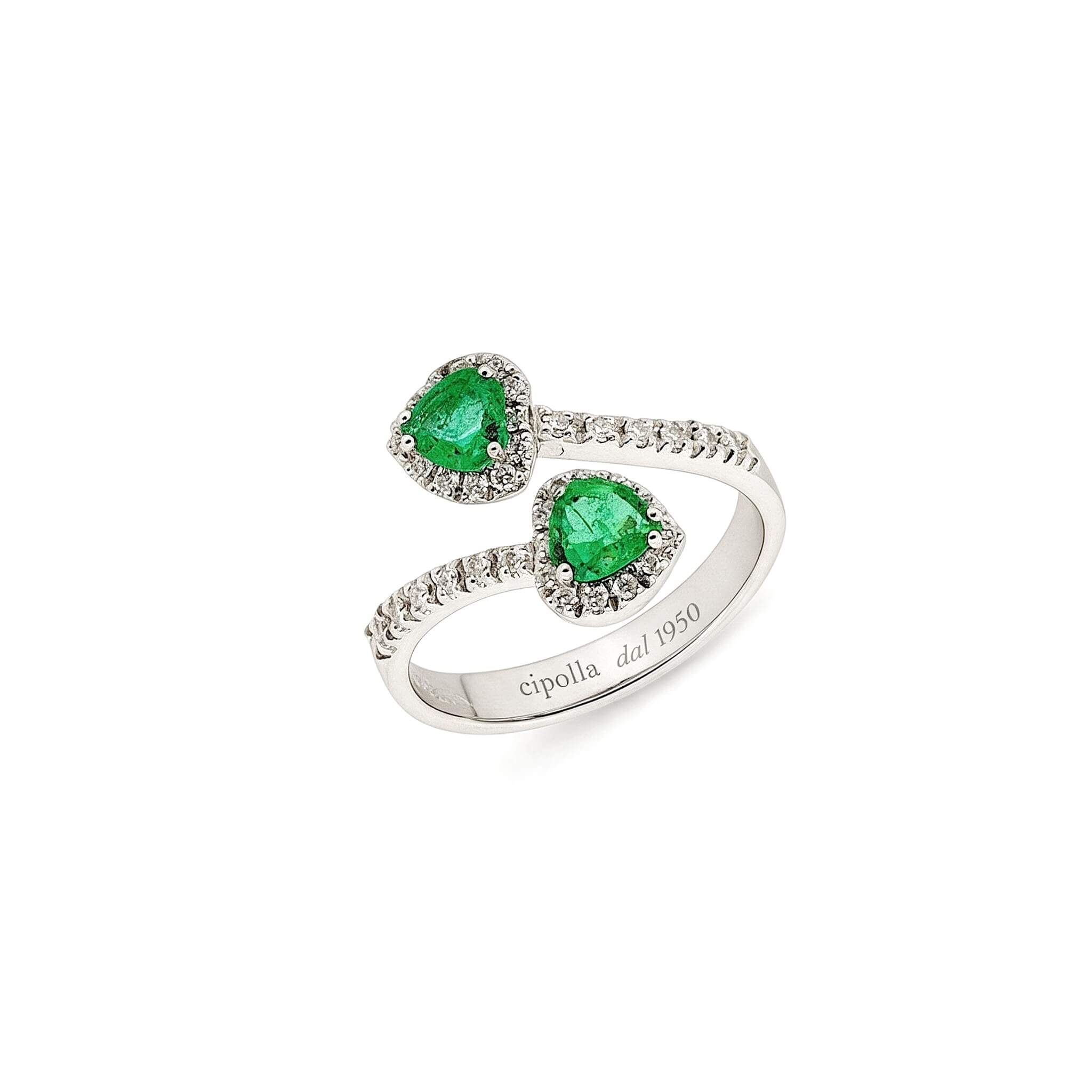 Anello smeraldo e diamanti oro bianco 750% art. AN2417