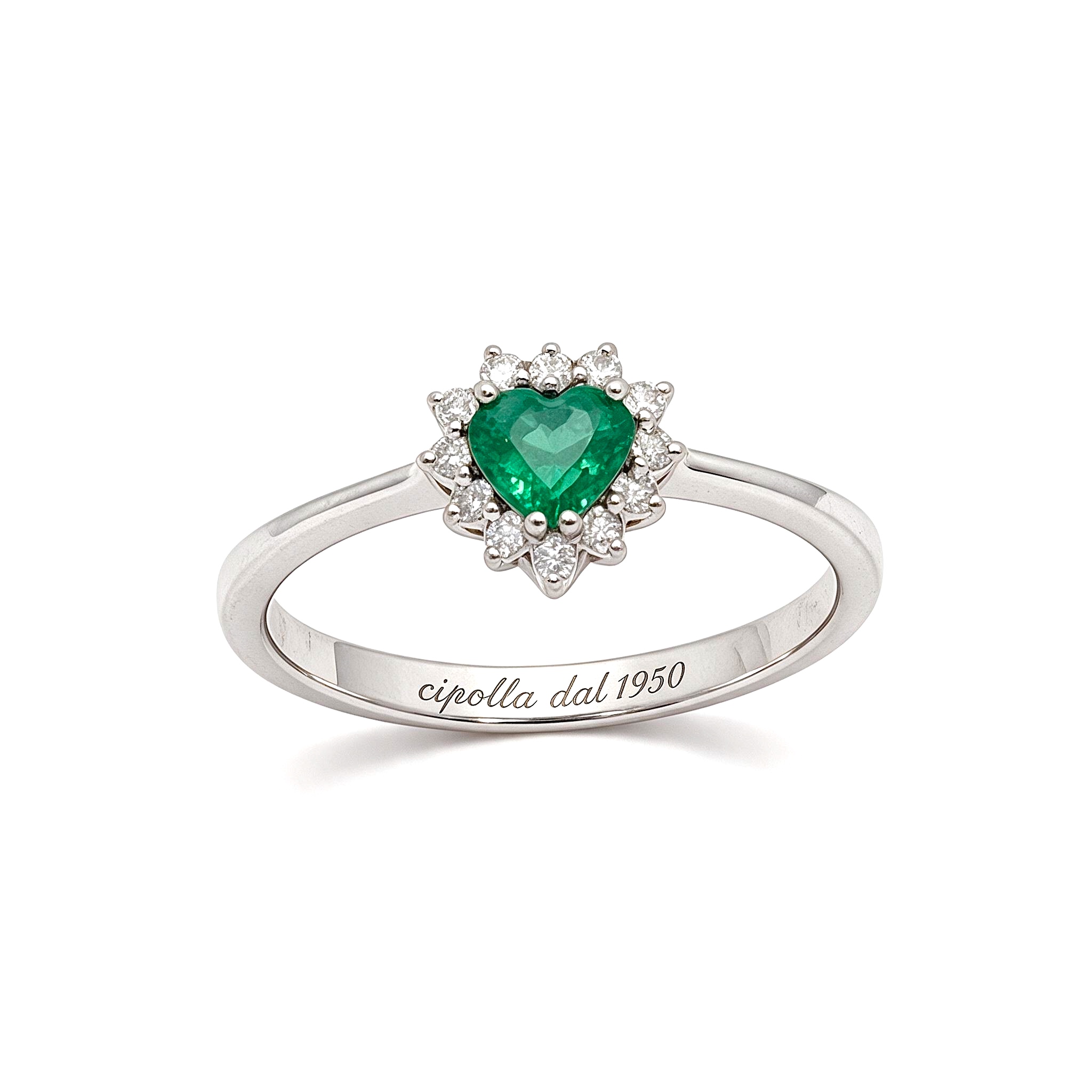 Anello smeraldo diamanti oro bianco CUORI art.AN2717-3