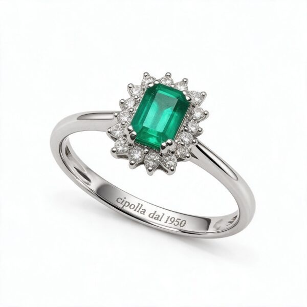 Anello smeraldo in oro 750% e diamanti BON TON Art. AN2262