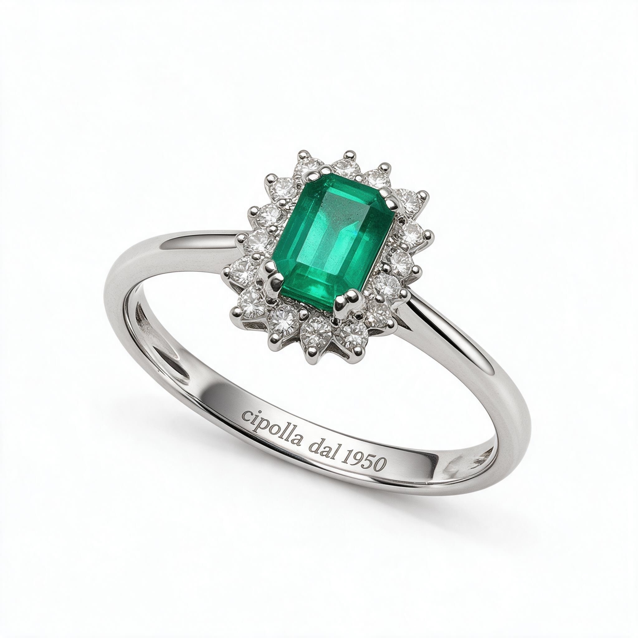 Anello smeraldo in oro 750% e diamanti BON TON Art. AN2262