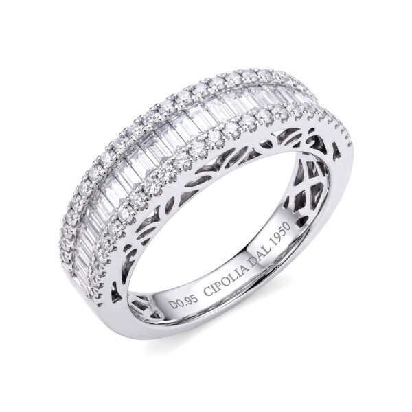 Anello veretta oro e diamanti baguette art.140136r05w
