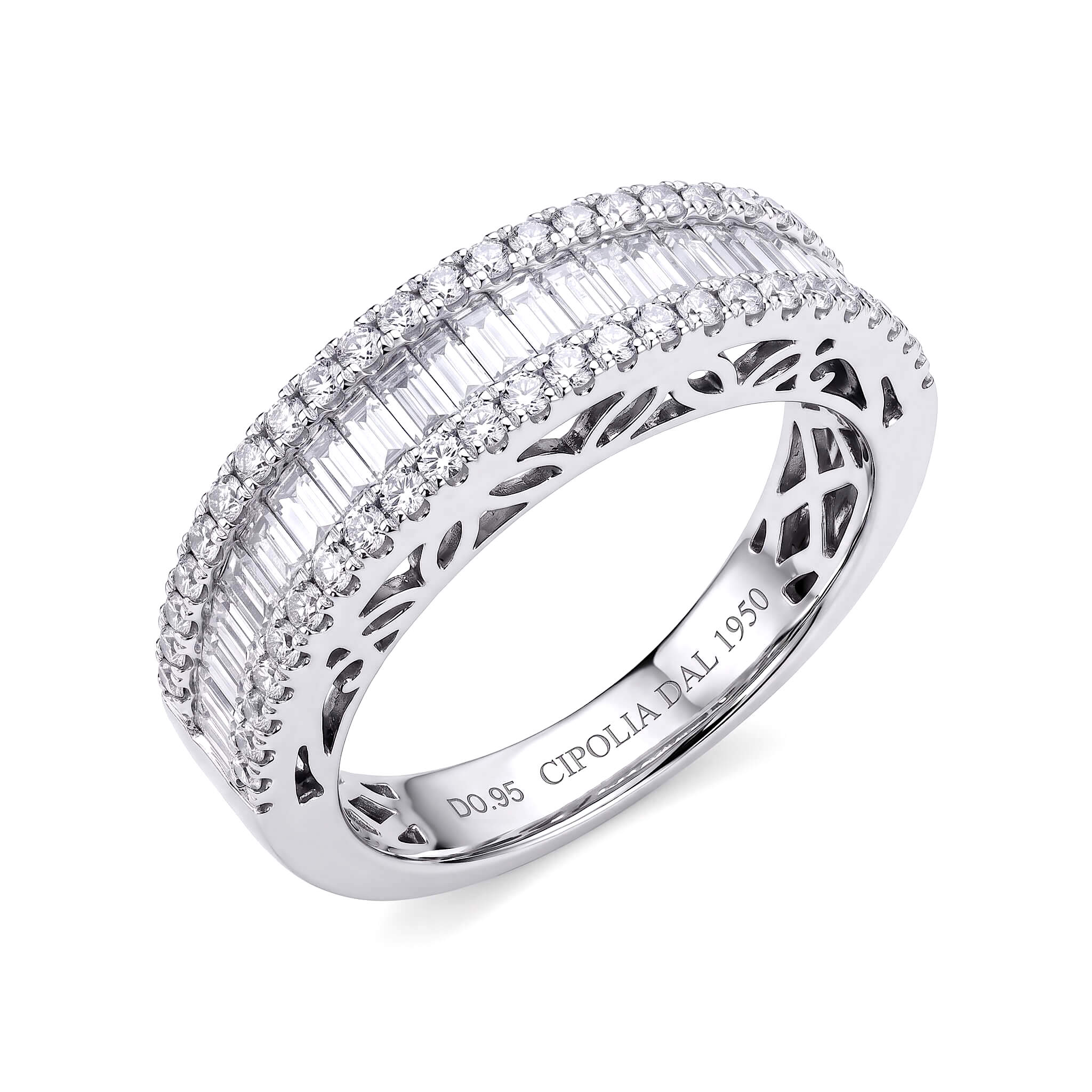 Anello veretta oro e diamanti baguette art.140136r05w