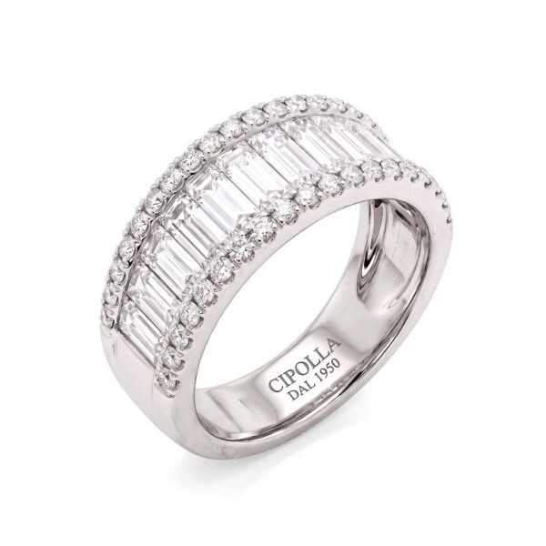 Anello Veretta con Diamanti Baguette Art. B-12100RW