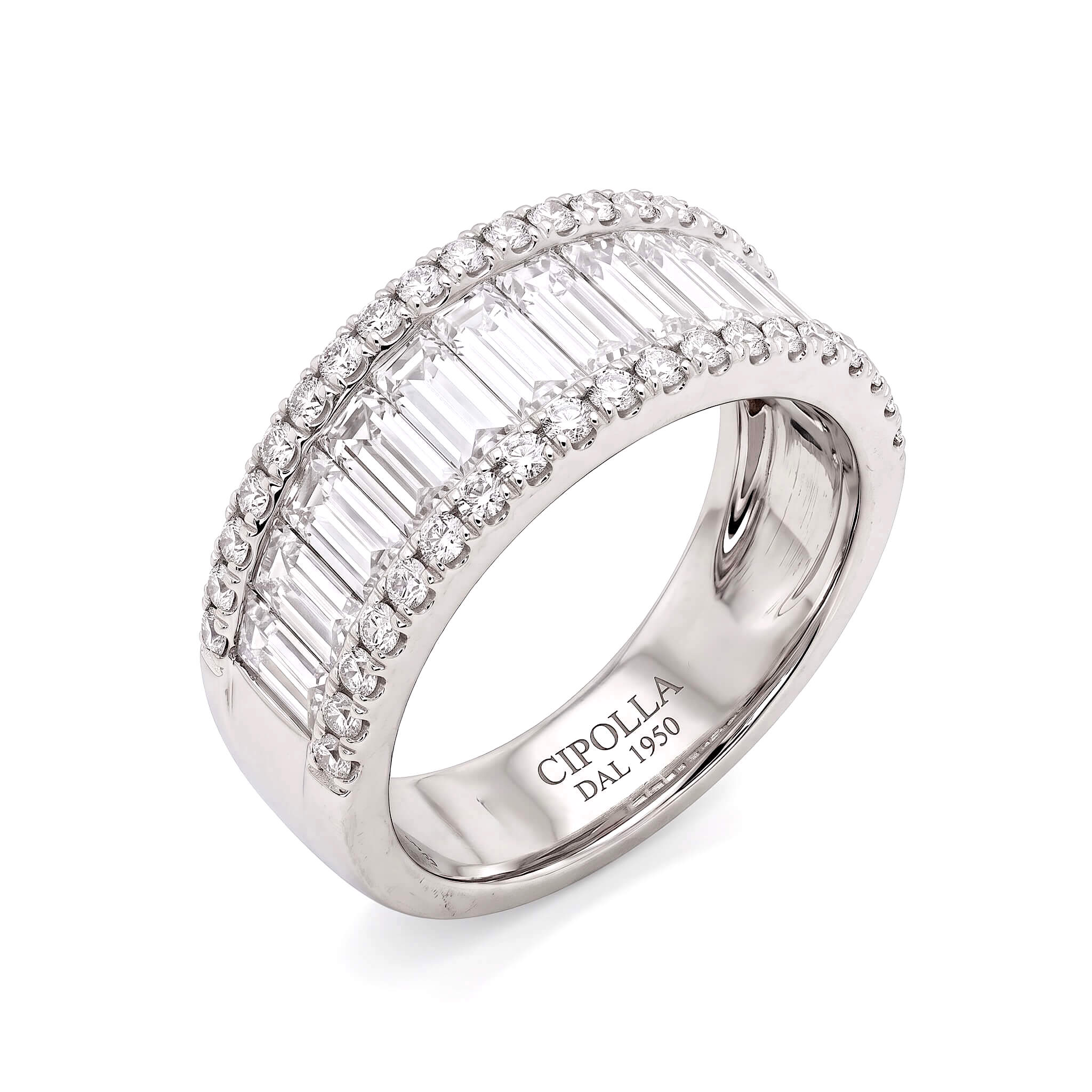 Anello Veretta con Diamanti Baguette Art. B-12100RW