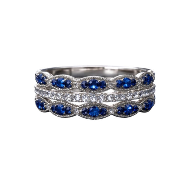 Anello fascia zaffiri diamanti oro bianco 750% art. AN2642