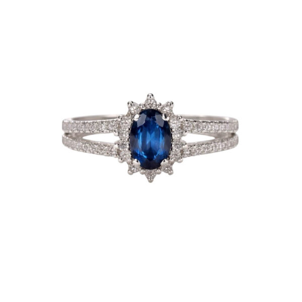 GOLD RING - SAPPHIRE AND DIAMONDS COD. ART. AN898