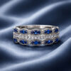 Anello fascia zaffiri diamanti oro bianco 750% art. AN2642