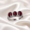 Anello trilogy rubini diamanti e oro bianco GEMME Art. AN695