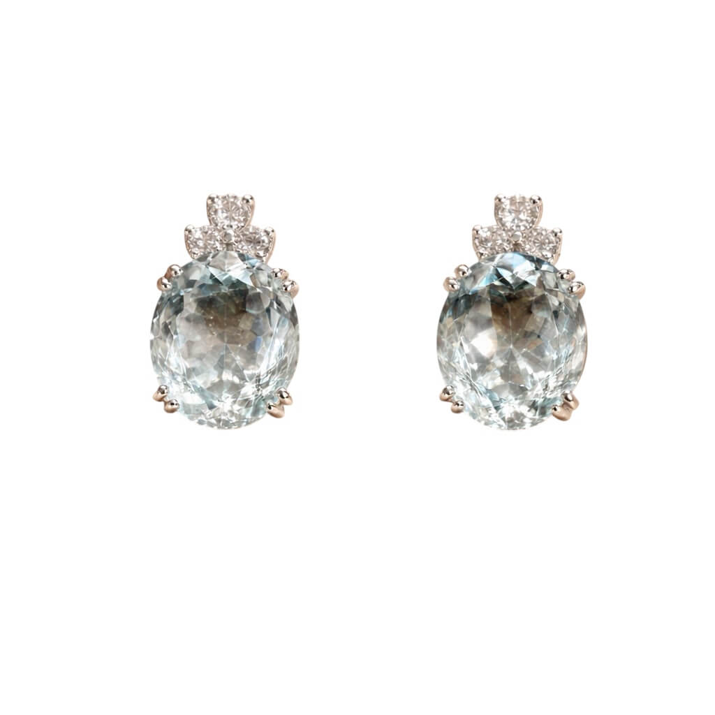 Orecchini con diamanti e acquamarina in oro bianco GEMME  Art.OR1304