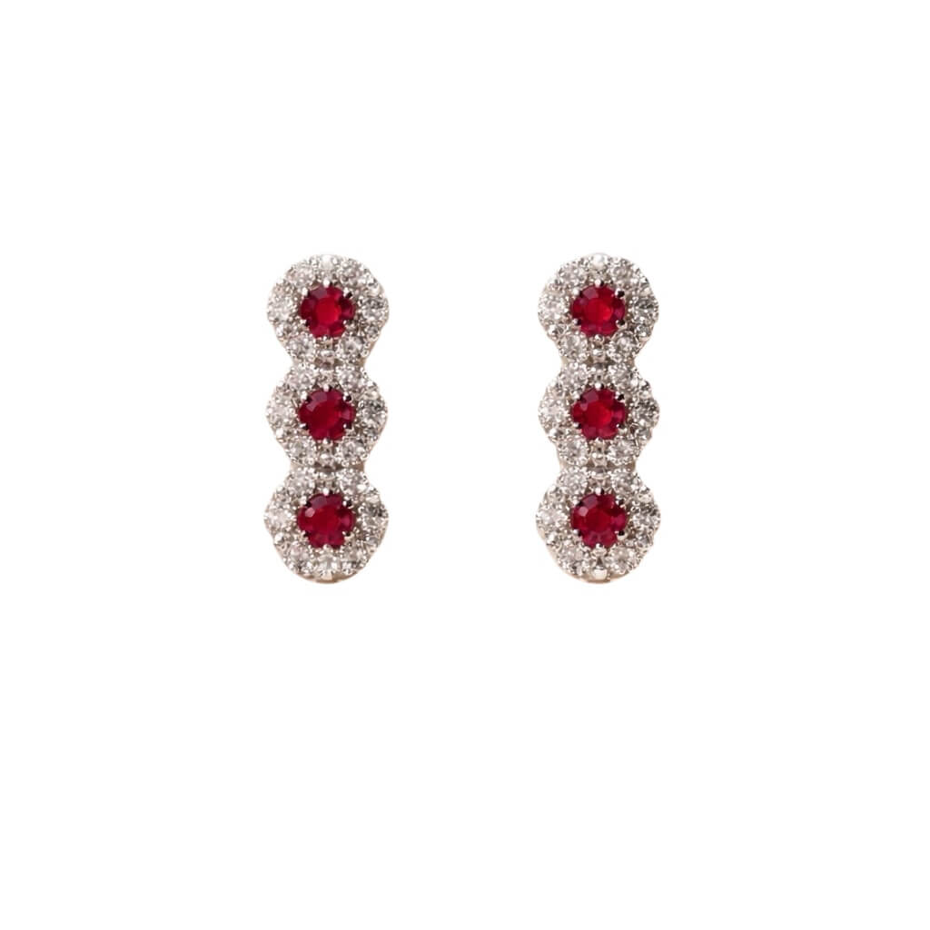 BELLE EPOQUE Rubies Gold and Diamonds Trilogy Earrings Art. OR612