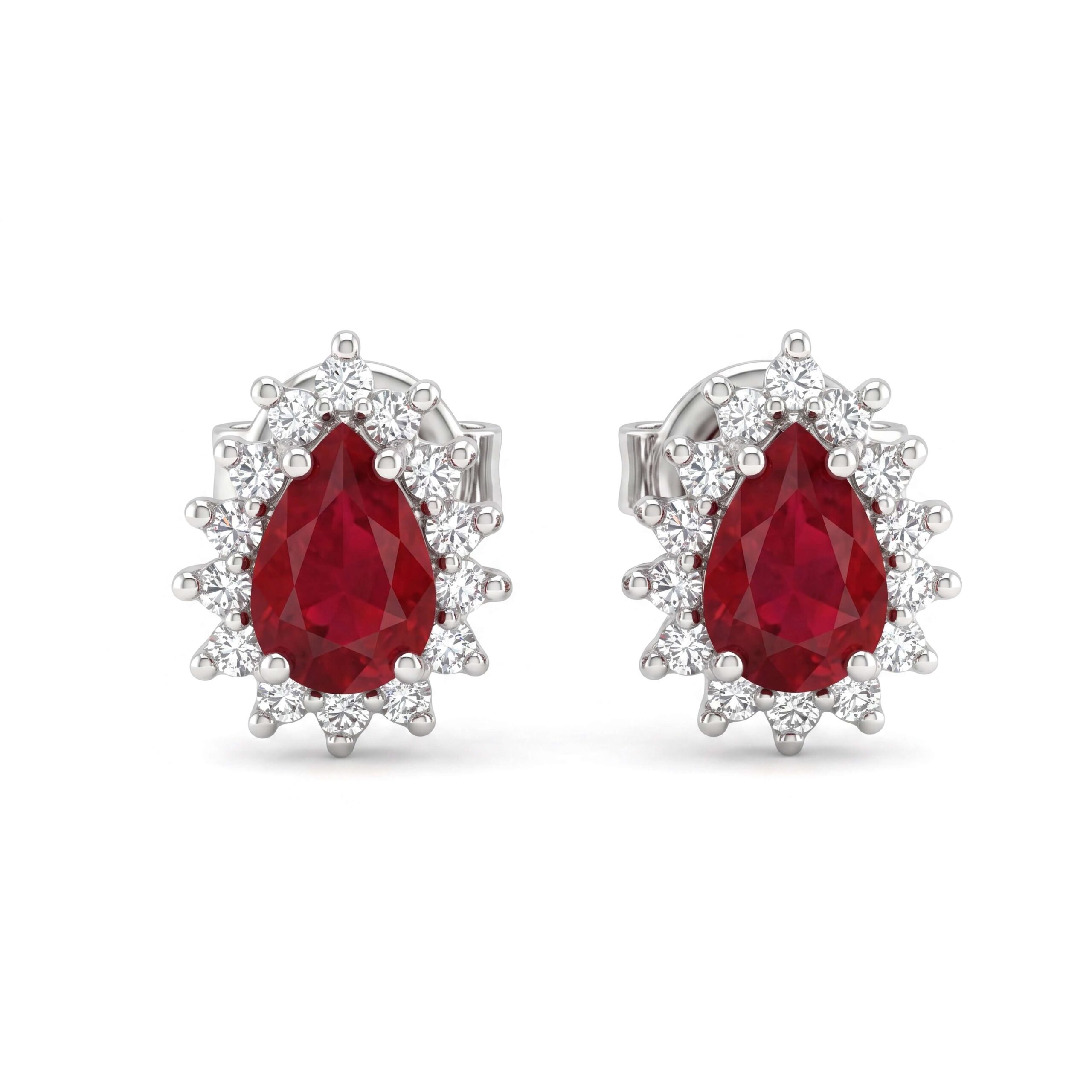 Ruby diamond white gold earrings BON TON Art. OR1520