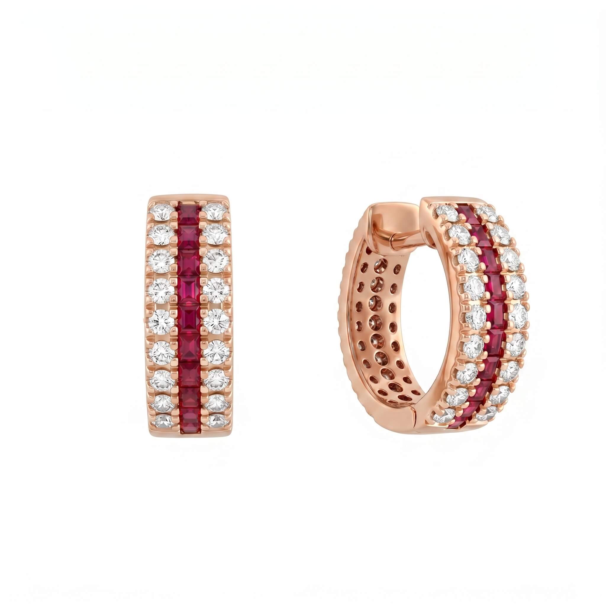 BELLE EPOQUE Art.OR1560-1 Diamond Rubies Hoop Earrings