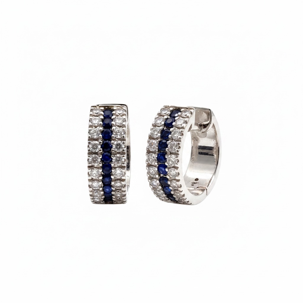 BELLE EPOQUE White Gold Diamond Sapphire Earrings Art.OR1562