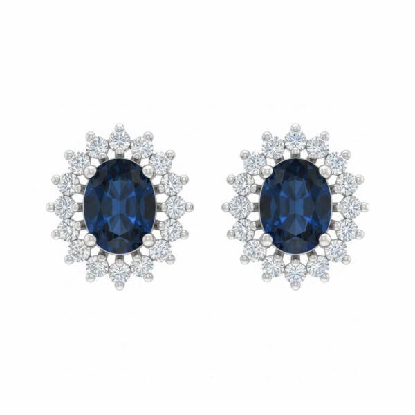 Earrings with diamond sapphires and BON TON gold Art.OR808