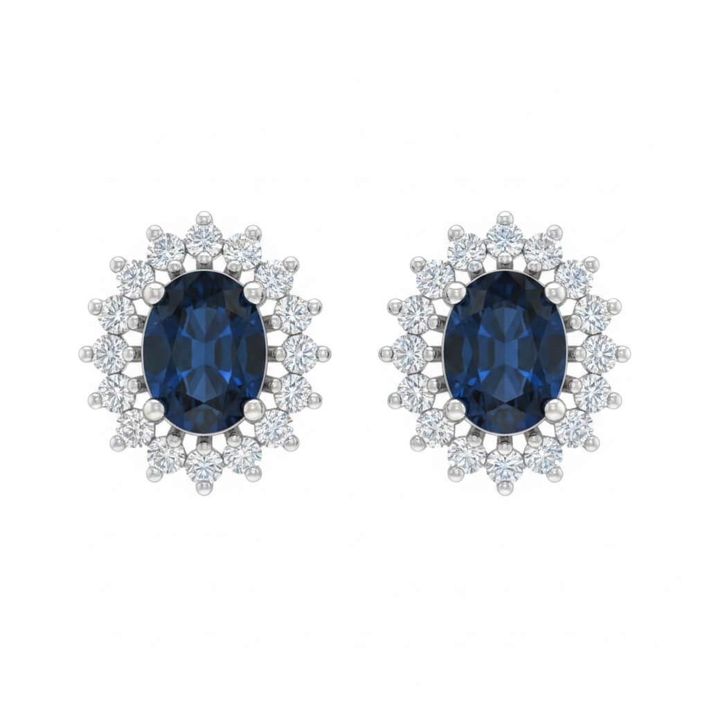 Earrings with diamond sapphires and BON TON gold Art.OR808
