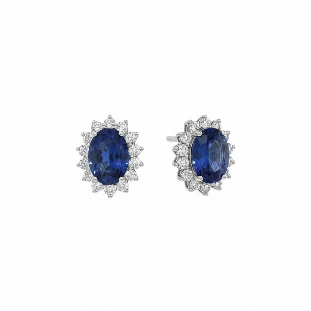 Blue sapphire earrings white gold BON TON Art. OR 520