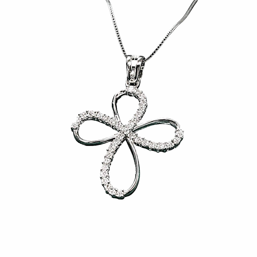 Pendente croce oro bianco  e diamanti Art. GR390