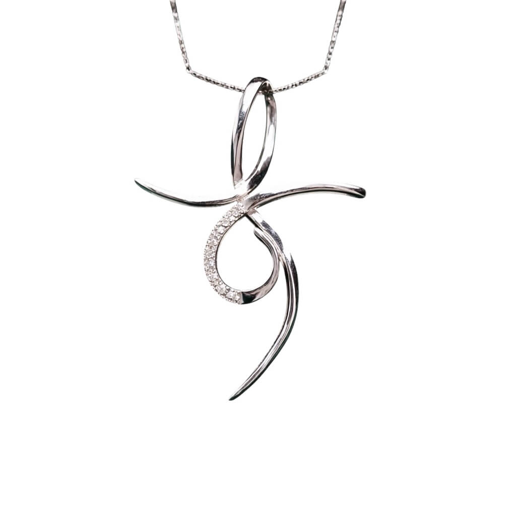 750% white gold cross pendant