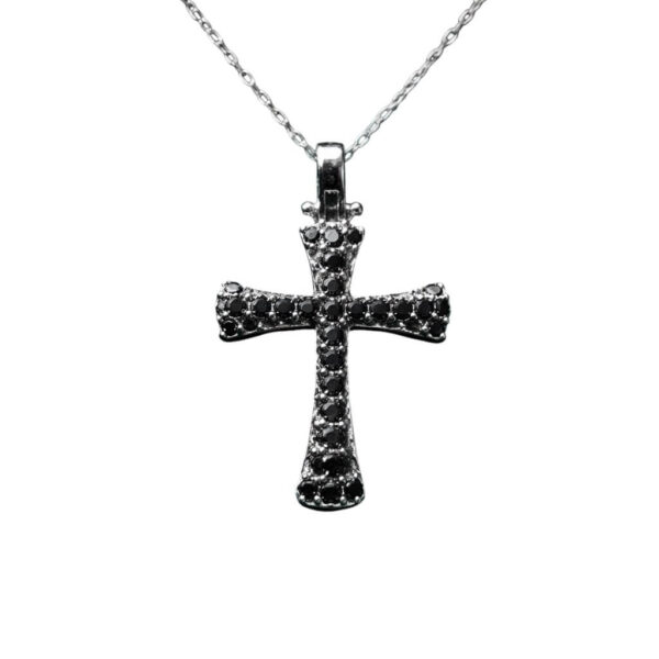 Pendente croce con diamanti neri art. GR088