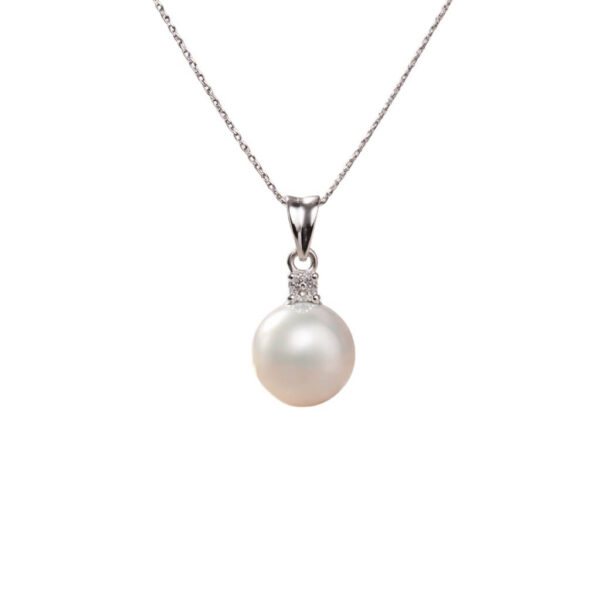 Girocollo perla diamanti oro bianco  art.CDP68-1