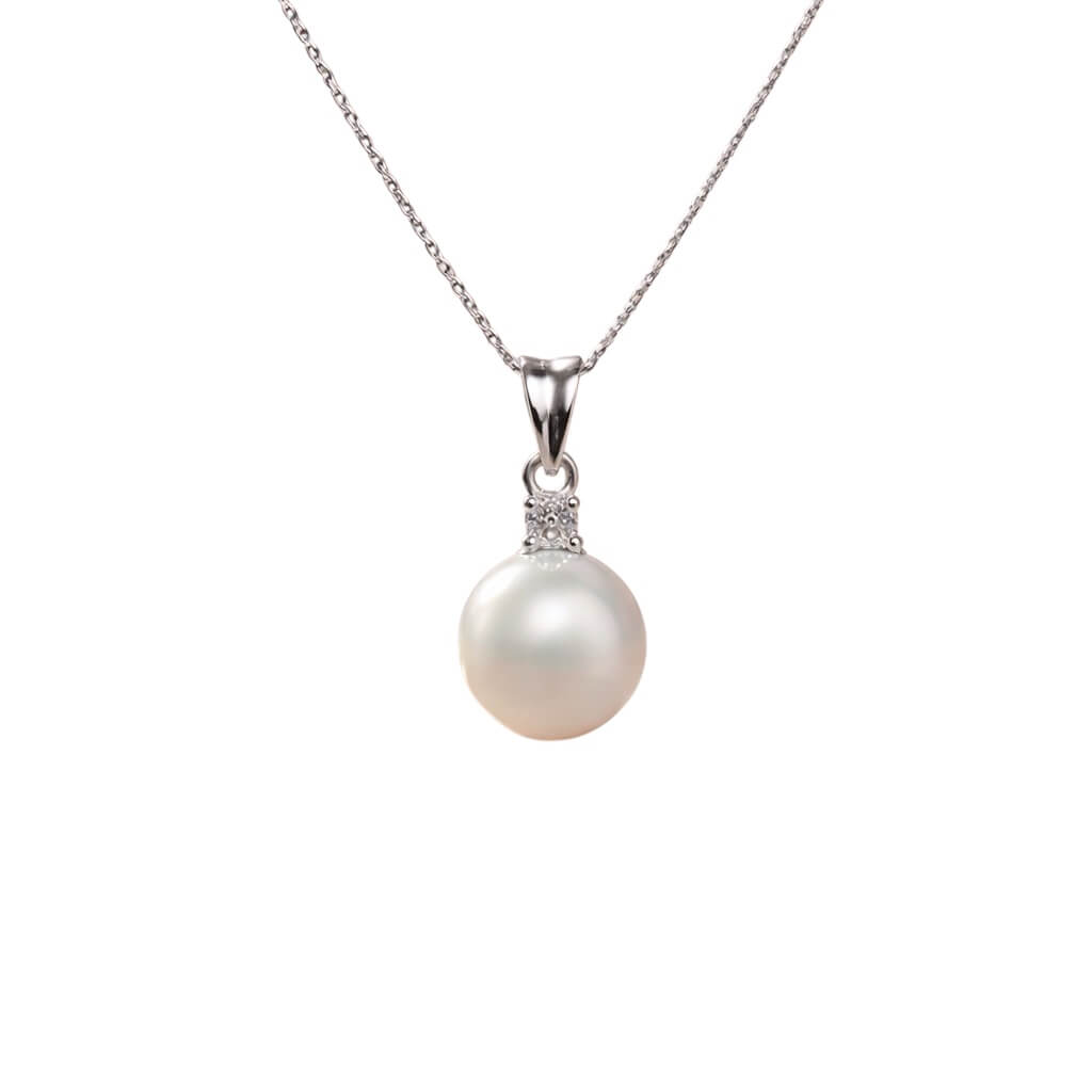 Girocollo perla diamanti oro bianco  art.CDP68-1