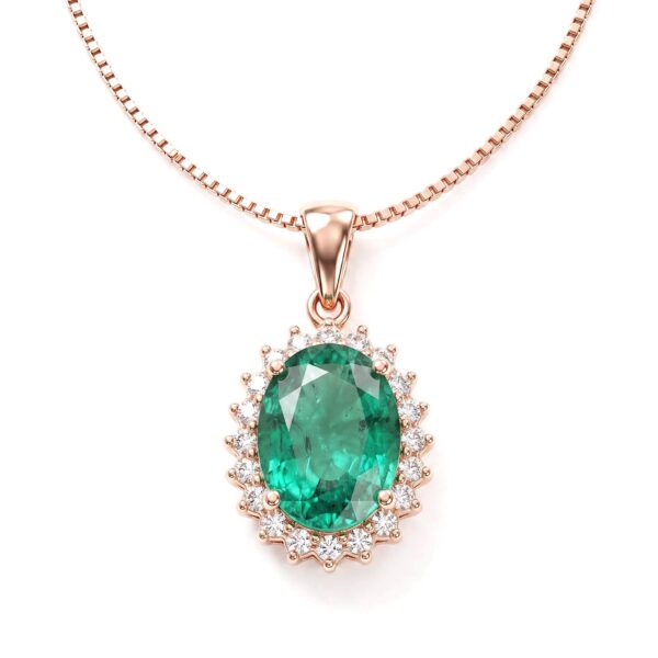 Girocollo in oro rosa con smeraldo e diamanti  BON TON Art. CD1003-1