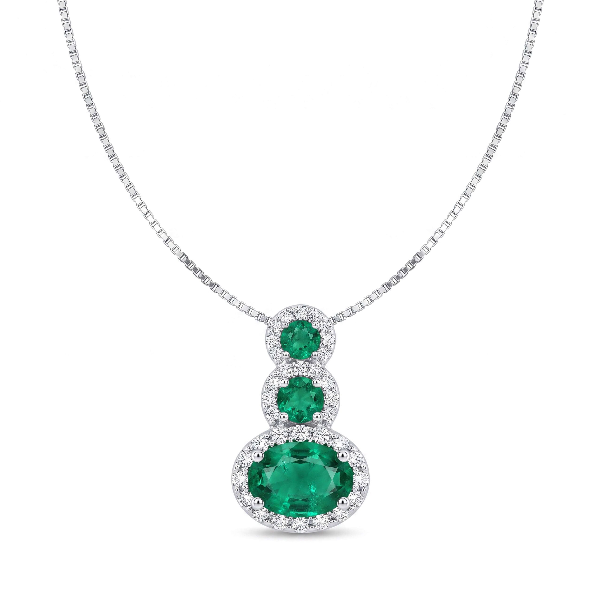 BELLE EPOQUE white gold and diamonds emerald pendant Art. CD435