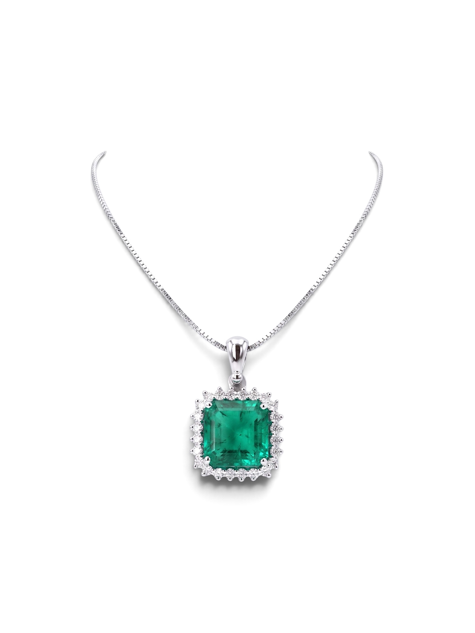 Emerald diamond and gold pendant BON TON art. CD1066