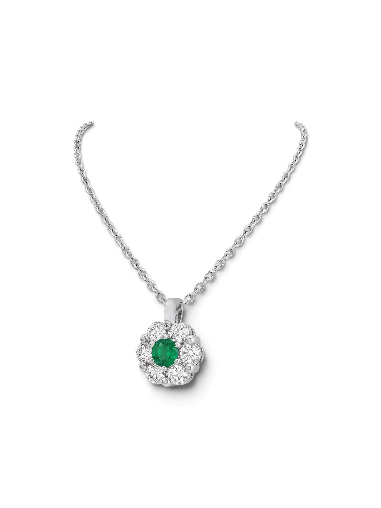 Girocollo  Fiore smeraldo e diamanti art. CD126