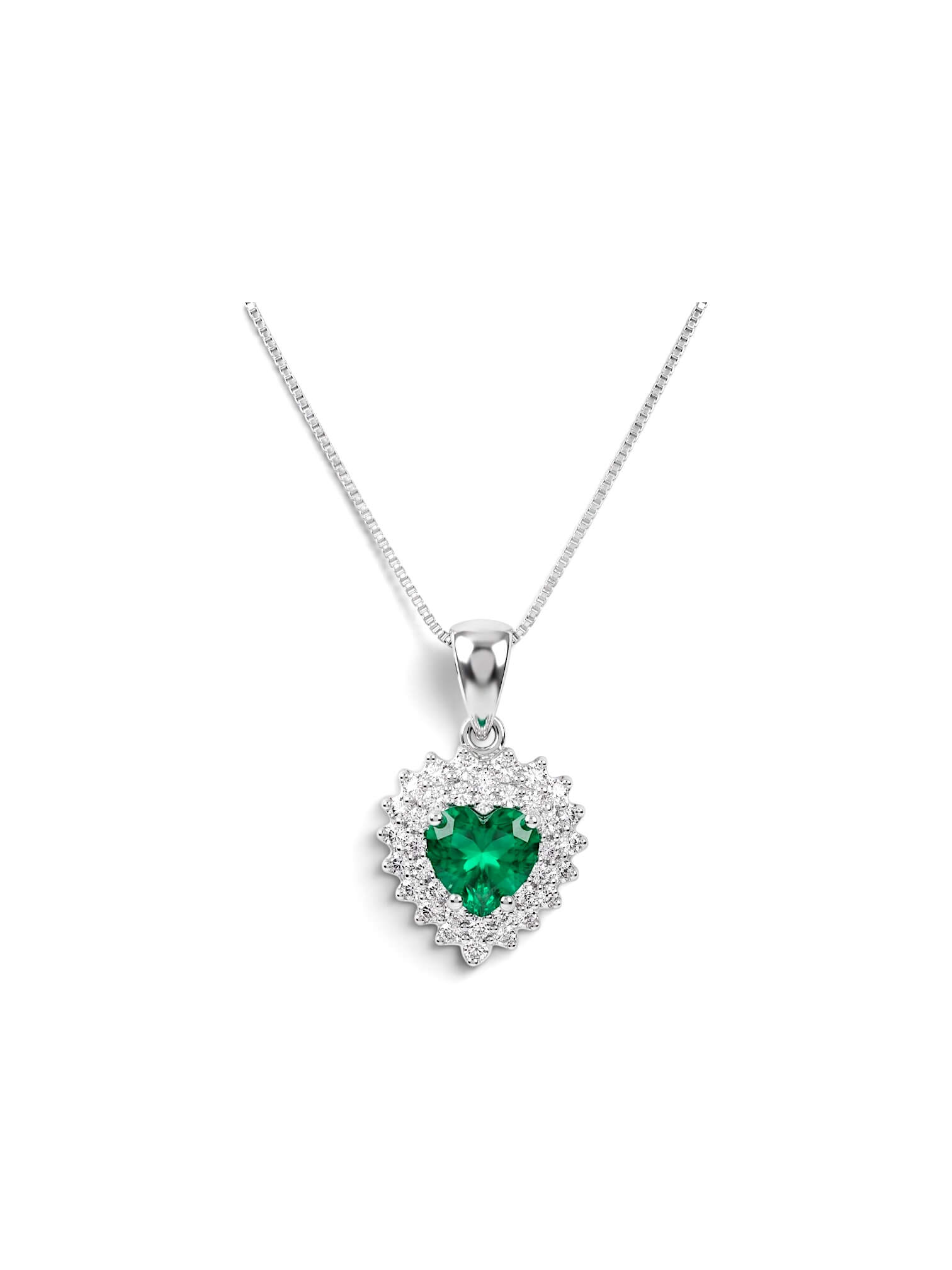 Girocollo smeraldo diamanti oro bianco CUORE Art.CD880-2