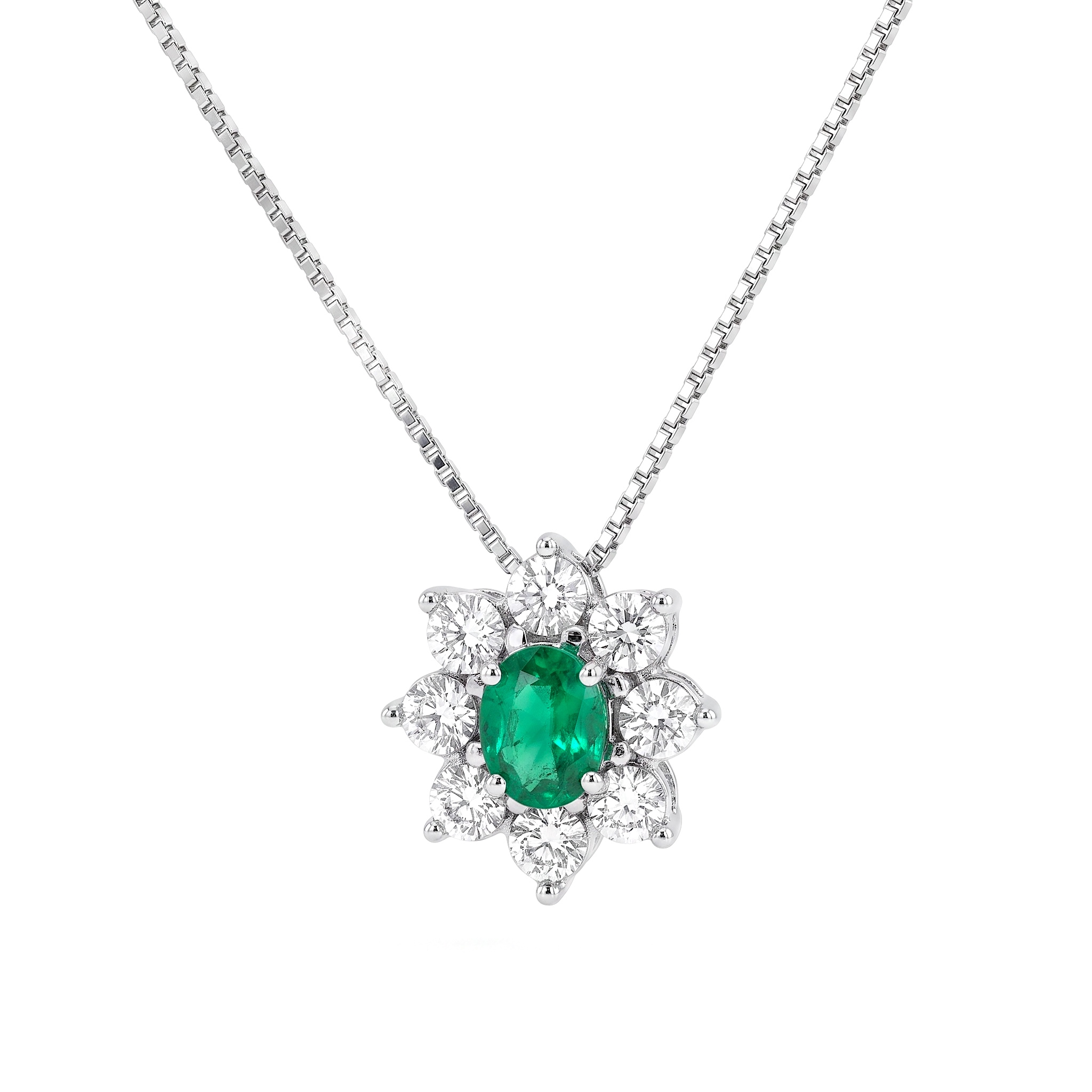 BON TON white gold emerald and diamond pendant Art. CD572