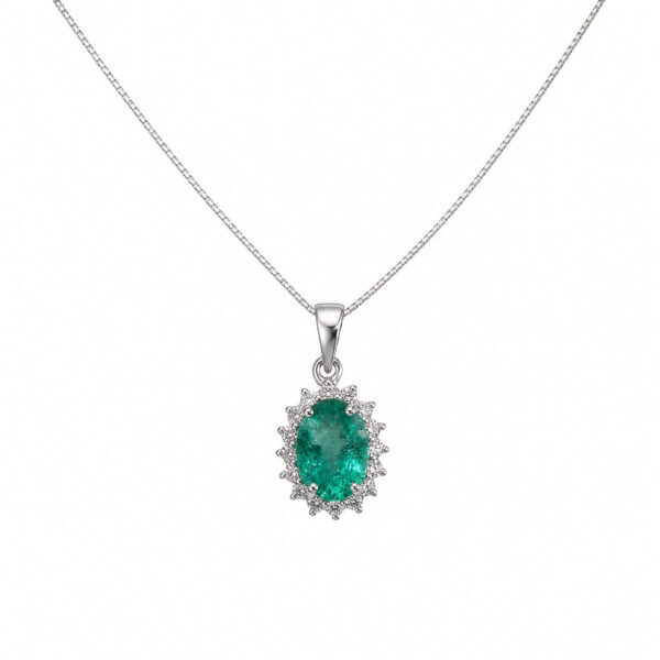 Emerald pendant diamonds white gold BON TON ART.7699/CS