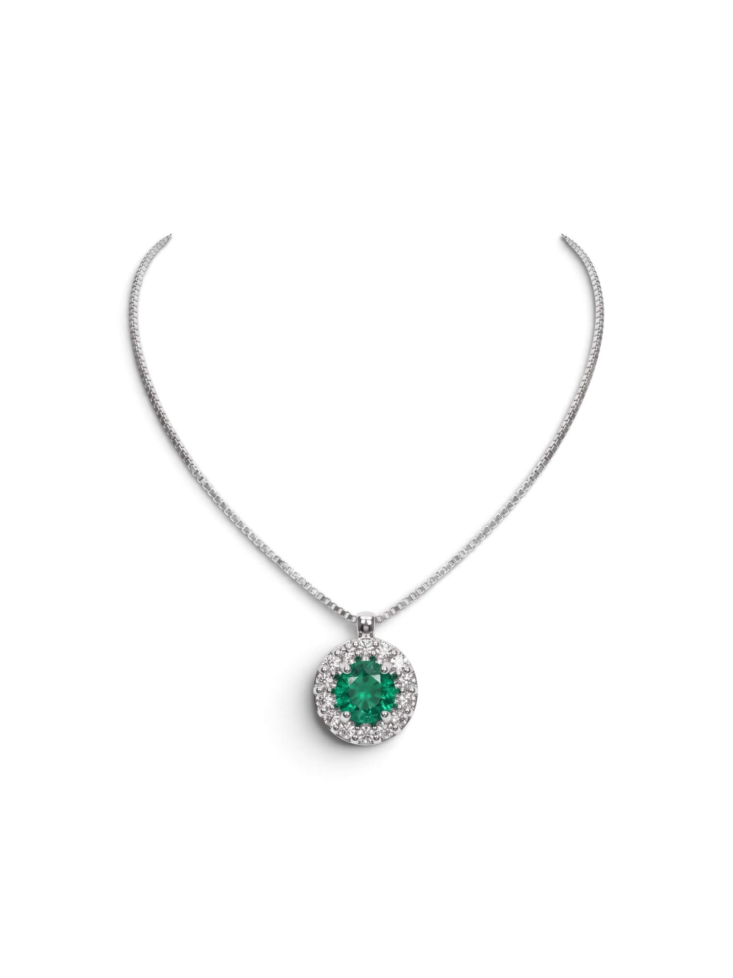White Gold Emerald Diamond Pendant 750% Art. CD472