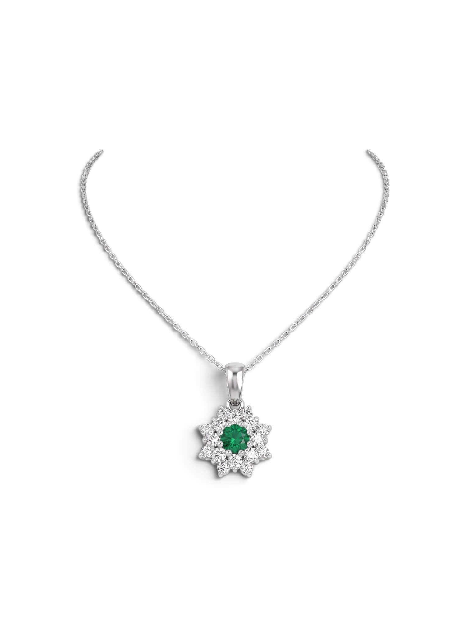 Girocollo smeraldo diamanti oro bianco BON TON Art.CD972