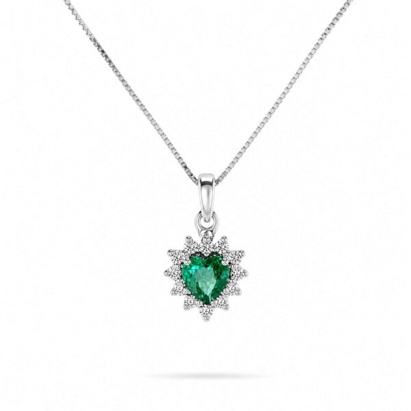 Emerald heart pendant diamonds white gold Cuore Art. CD1013-3