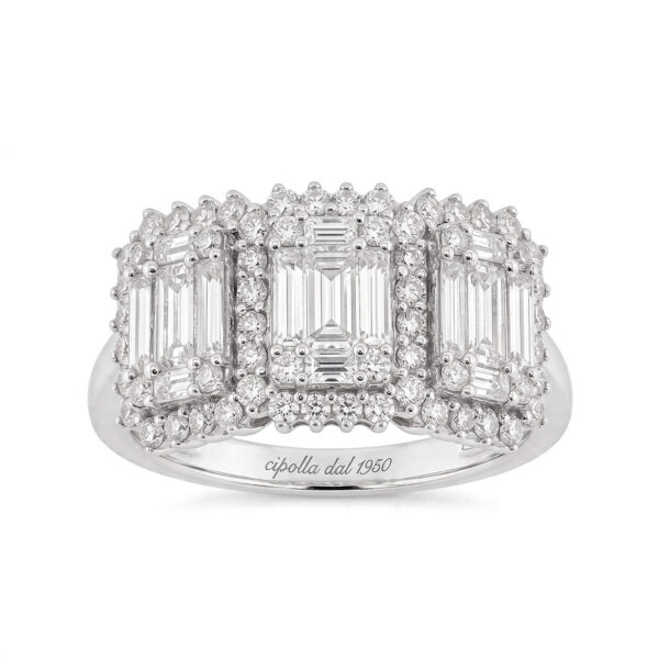 Anello trilogy oro e diamanti BAGUETTE Art. 5214R