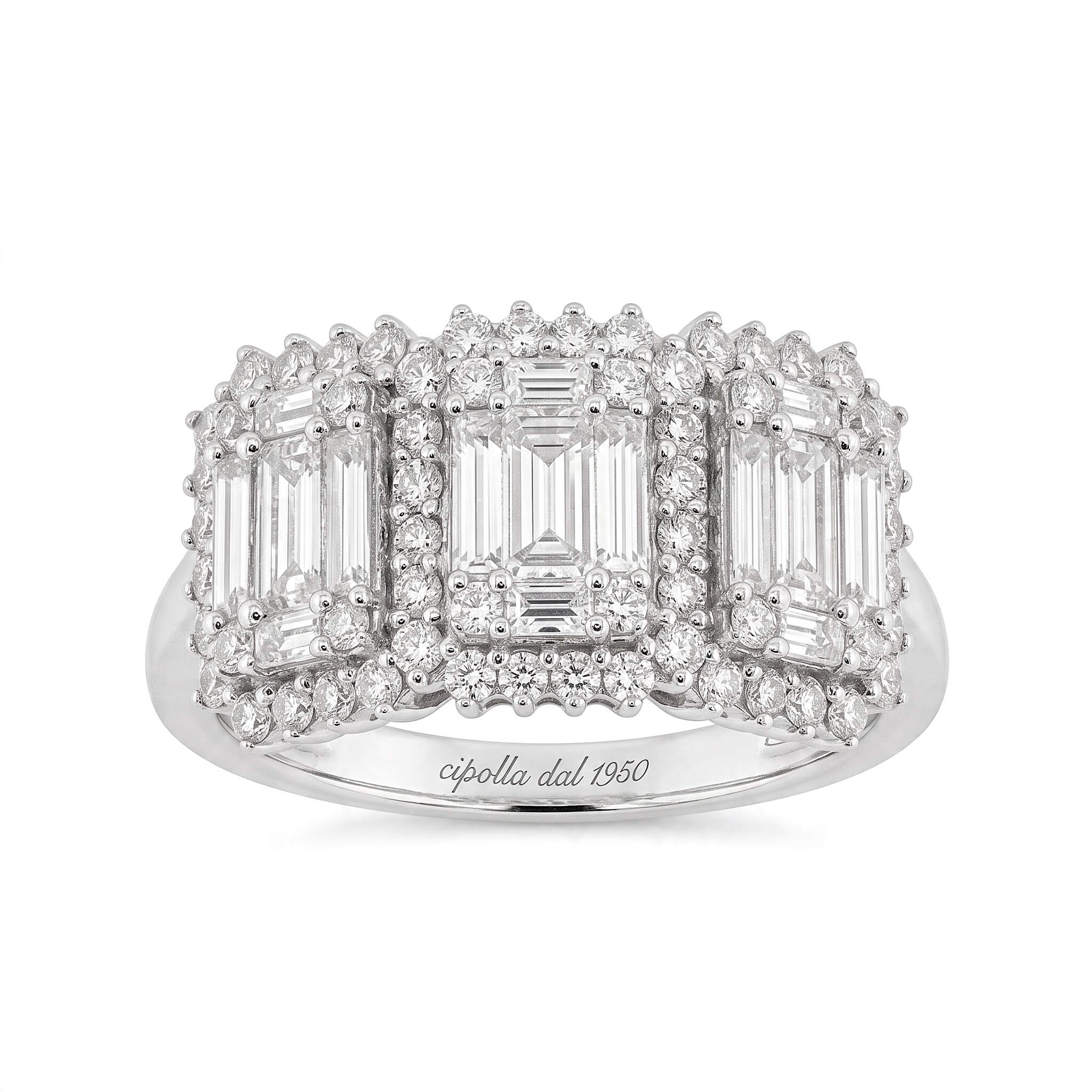 Anello trilogy oro e diamanti BAGUETTE Art. 5214R