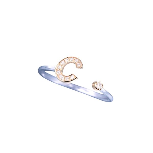 Anello iniziale C oro e diamanti art. ANP-C